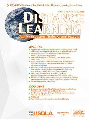 cover image of Distance Learning, Volume 19, Number 2